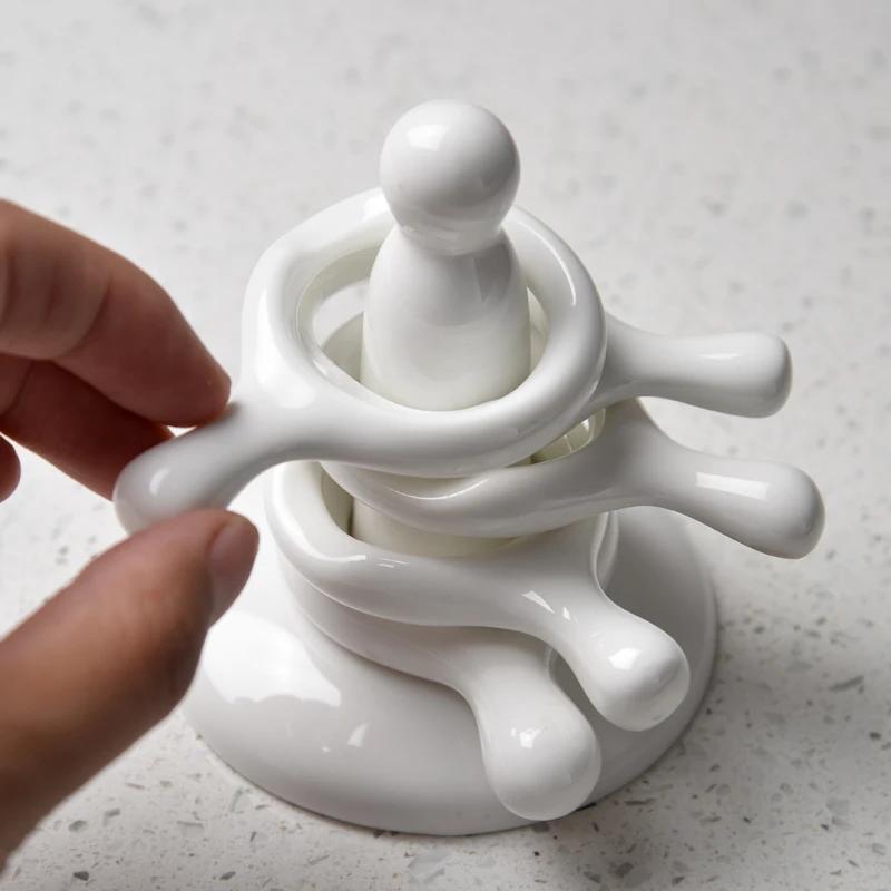 Ceramic Japanese Style 5 Layer Spoon Holder Household Chopsticks Rest Ceramic Chopsticks Pillow Spoon Holder For Home Tableware