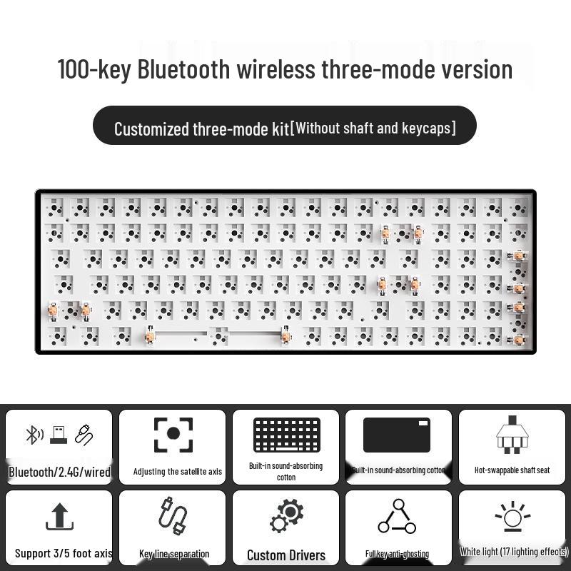 Беспроводной Bluetooth механический набор клавиатуры RGB, с возможностью настройки и тремя режимами подключения, разных размеров