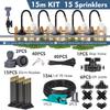 5-30m 1/4" 4/6mm Garden Misting Cooling System 360° Free-bend Misting Nozzle Adjustable Atomizer Sprayer Outdoor Watering Kits
