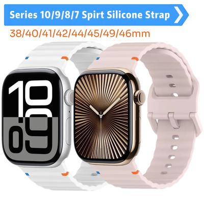 Силиконовый ремешок для Apple Watch Band Series 10 46 мм 42 мм 45 мм 44 мм Ultra 2 49 мм спортивный браслет Correa iWatch 9 8 7 41 мм 38 мм 40 мм
