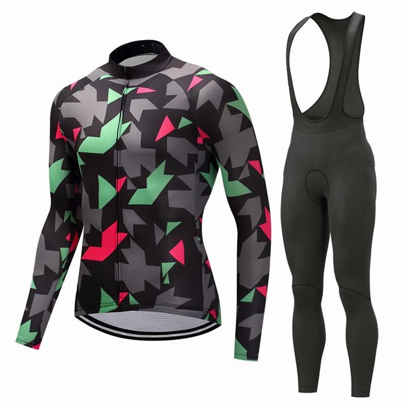 Mens Long Sleeve Cycling Jersey Shorts Set Mountain Bike Riding In
