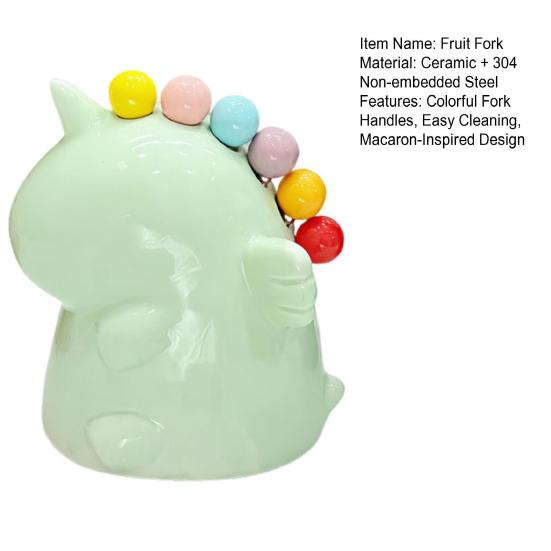 Вилка для фруктов с банкой для хранения, десертные вилки из нержавеющей стали, вилки для салатов, керамические столовые приборы, милые украшения для стола для дома, кафе, ресторана