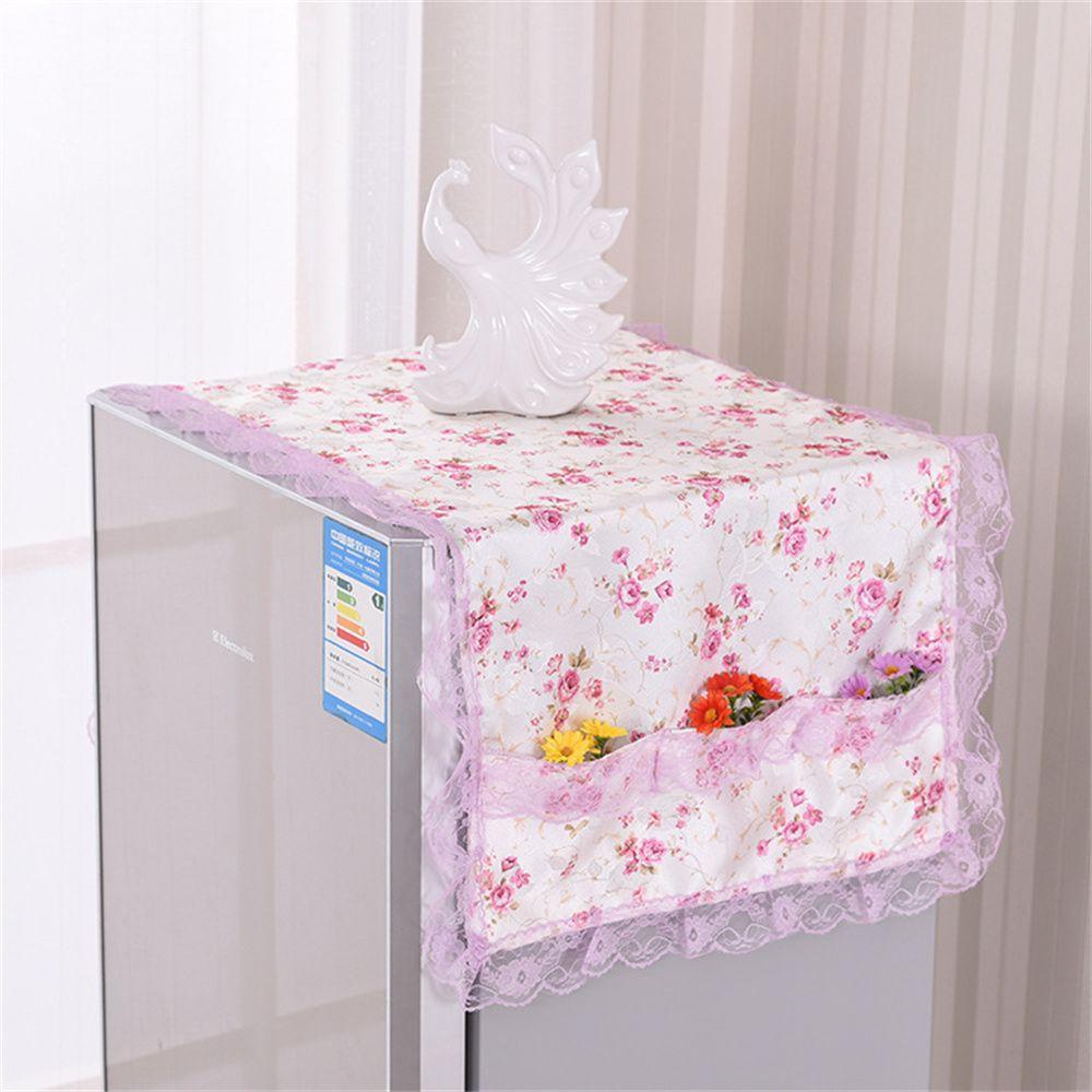 Pink Hanging Bag Art Cloth Dust Cover Refrigerator Cover Cloth Cover Flower