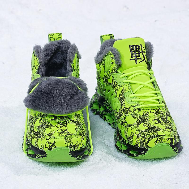 TUINANLE Мужские зимние ботинки с принтом граффити, зимние плюшевые теплые кроссовки на платформе, нескользящие, мужская спортивная обувь