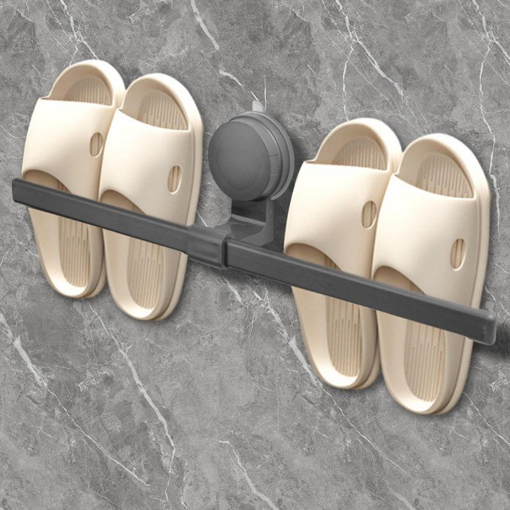 Punch-free Towel Rack Suction Cup Slipper Storage Shelf Portable Bathroom Hanging Rod