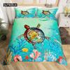 3D Octopus Sea Turtle Duvet Cover Retro Sailboat Crab Reptile Bedding Set Marine Mediterranean Style Jellyfish Comforter Cover