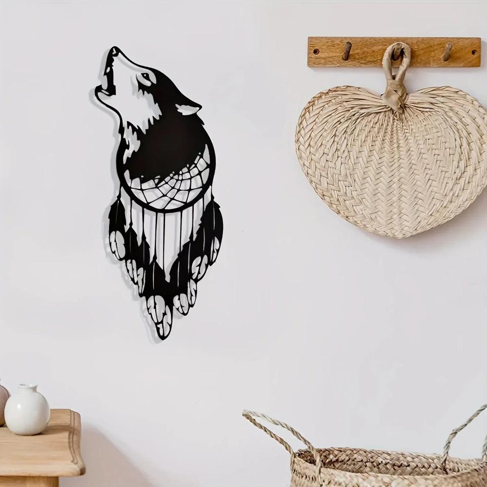 Iron Craft Wolf Head Wall Art Creative New Pendant Decoration Stylish Home Ornament for Bedroom Unique Wall Decor & Crafts