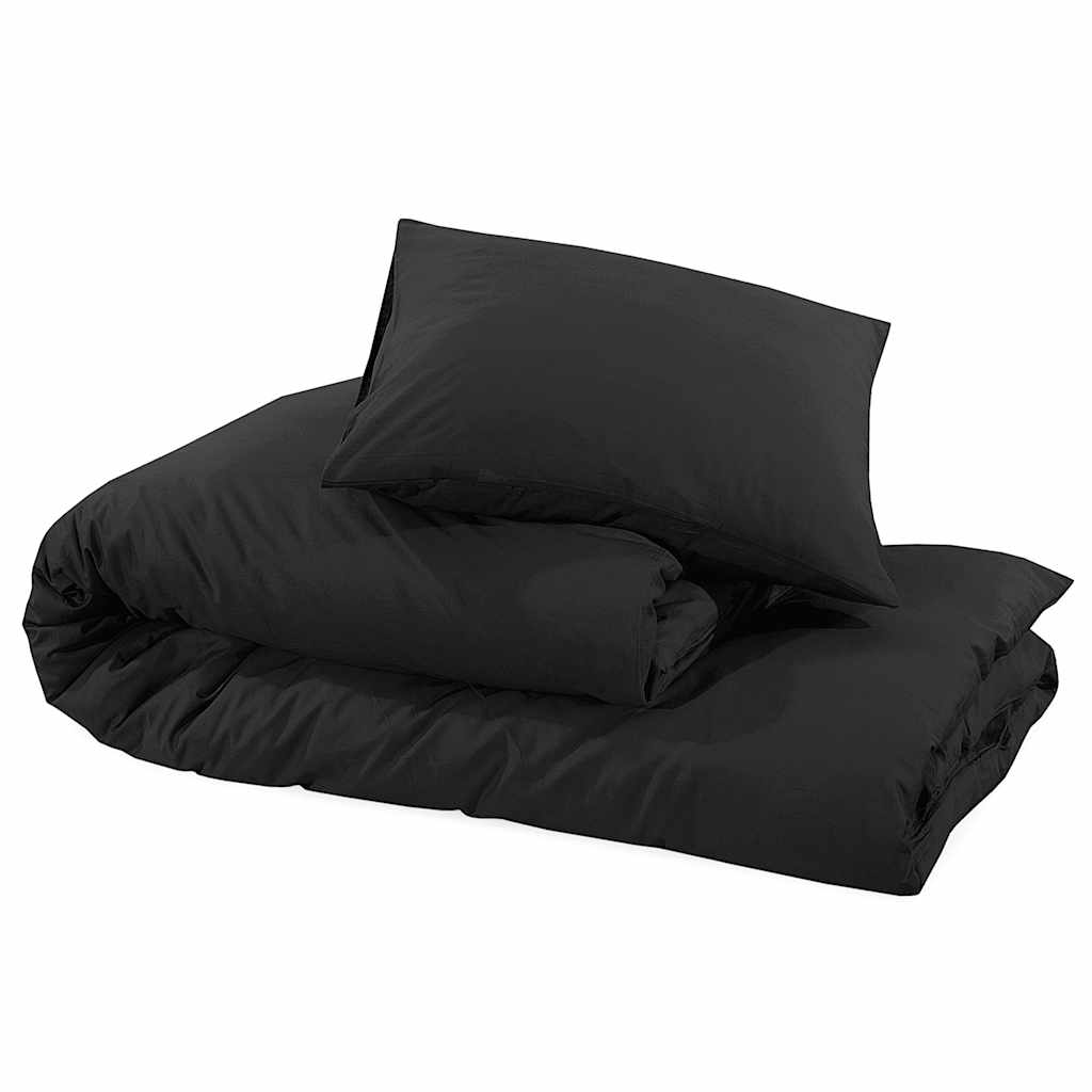vidaXL Bettwäsche-Set Schwarz 135x200 cm Baumwolle
