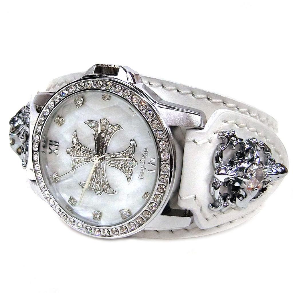 DEEP ZONE Watch with Cross Genuine Italian Leather Shell and Cross Casual Watch Men's Dial, Strap, Concho,