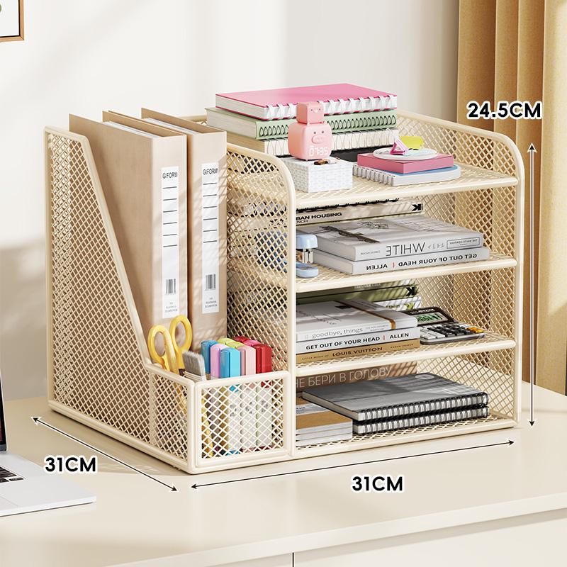 Desktop Metal File Organizer: Office Supplies Storage Rack and Data Archive Solution