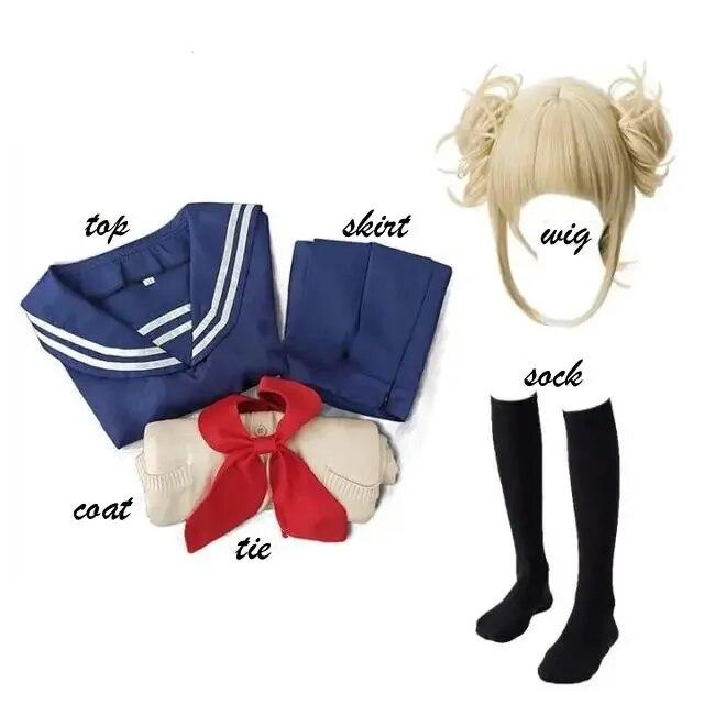 Аниме My Hero Academy Косплей Костюм Boku No Hero Academia Himiko Toga JK Униформа Свитер Парик Костюмы на Хэллоуин для женщин