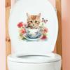 Наклейка на унитаз с изображением кота и цветка, съемная самоклеящаяся водостойкая ПВХ Настенная наклейка для гостиной, ванной комнаты, крышка унитаза, украшение