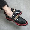 Fashion High-end Black Leather Shoes Italian Luxury Brand Loafers Men's Slip-on Leather Casual Shoes Business Thick-soled Comfortable