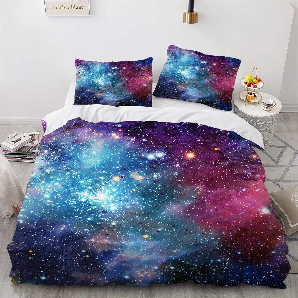 Комплект постельного белья Galaxy, космический романтический волшебный полиэстеровый чехол для детей, мальчиков и девочек, комплект постельного белья размера King Size с наволочкой