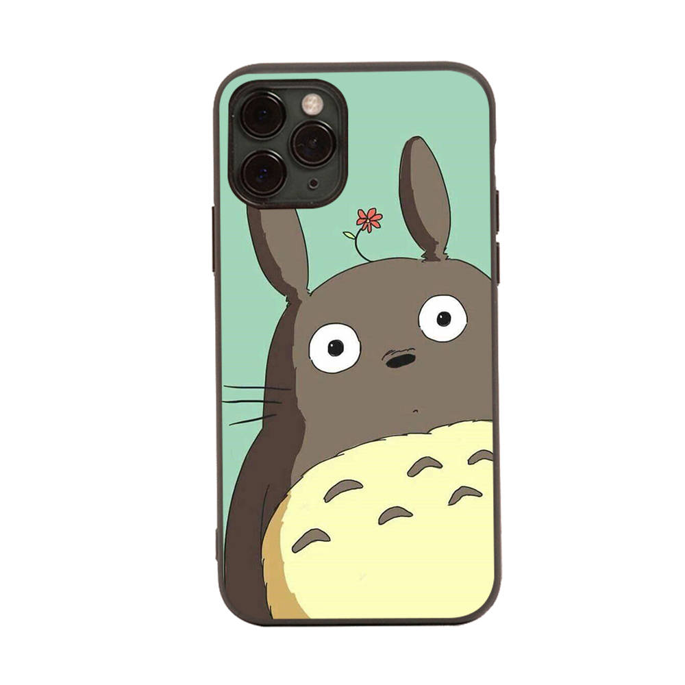 Чехол для iPhone 16 15 Plus 14 13 12 11 Pro 8 7 6S 6 SE 5S X XR XS Max Realme C30 C33 C31 9I Black Sofe Cover WI53 Totoro