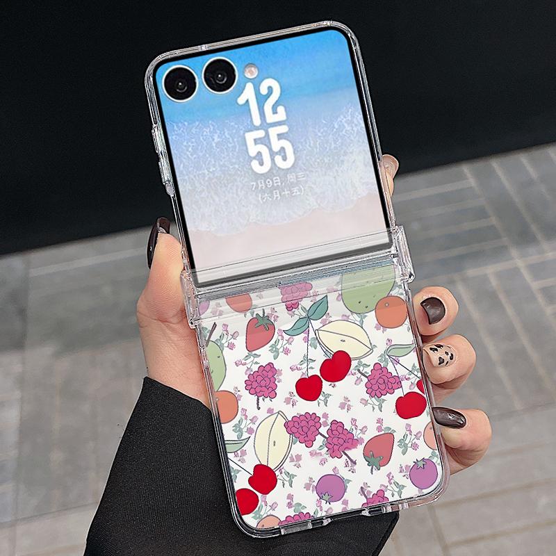 Красивый чехол с принтом вишни для Samsung Galaxy Z Flip 8 7 FE 6 5 4 Flip7 Flip6 Flip8 Складной магнитный чехол с шарниром для Magsafe Жесткий складной чехол для телефона