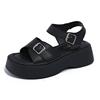 Platform Sandals Women's 2025 Summer New Korean Version Fashion Round Head Open-toed Belt Buckle Casual Beach Roman Sandals