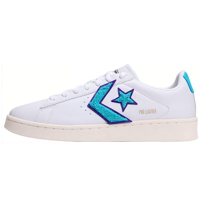 Converse Cons Pro Leather Low Vintage Casual Non-Slip Lightweight Low-Top Board Shoes Unisex White and Blue