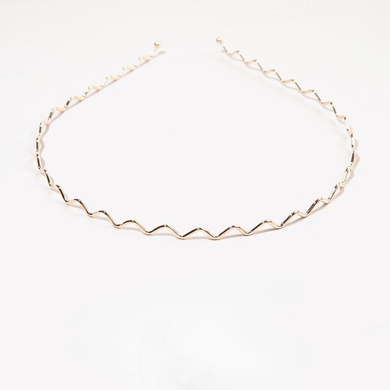 Новые модные женские золотые металлические волнистые ободки для волос, геометрические ободки, элегантный головной убор, подарок для повседневной вечеринки, аксессуары