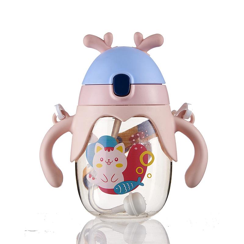 350 мл милый мультяшный стаканчик с ручкой в виде рогов оленя, симпатичный летний детский стаканчик с ручкой, детский стакан для воды
