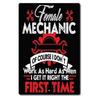 Metal Garage Sign Funny Female Mechanic Hourly Labor Rates Vintage Look