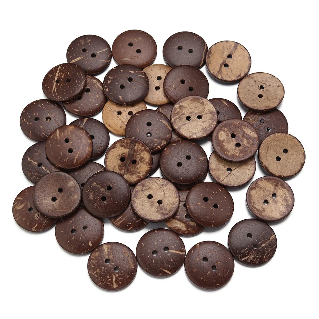 10-100pcs/lot Natural Coconut Shell Buttons 2-Holes Round Wooden Button For Handmade Home Decoration DIY Garment Sewing Material