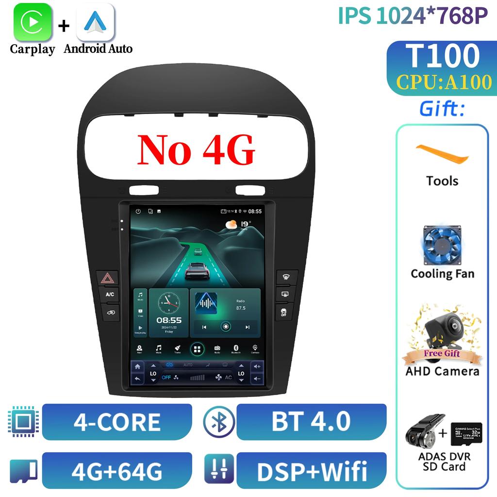 9,7-дюймовый автомобильный радиоприемник с мультимедиа Carplay Video GPS для Dodge Journey Fiat Freemont 2012-2014 Android 14 стерео навигационный плеер экран