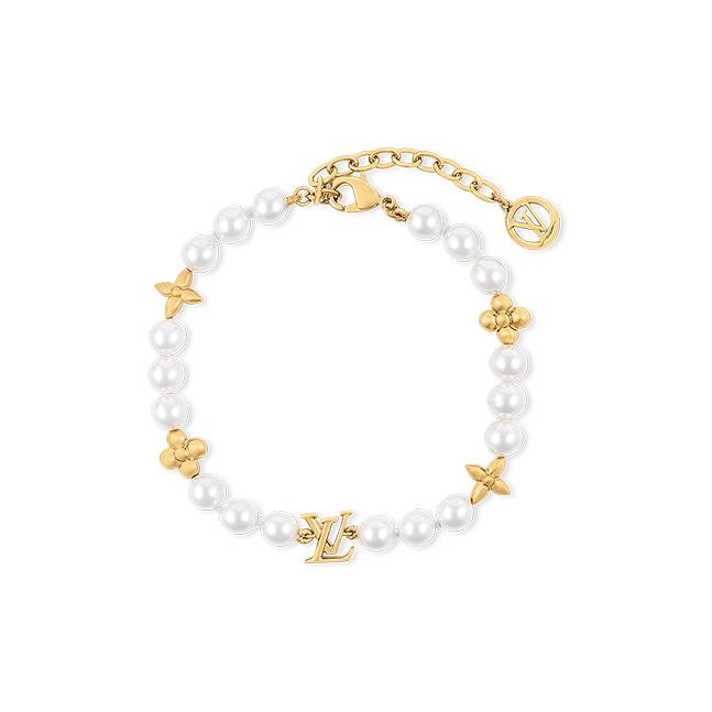 Louis Vuitton My Lv Pearl Logo Resin Bracelet Women Bracelet White M1129A