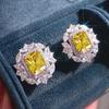 Luxury Green/Pink/Yellow/Red CZ Stud Earrings Women for Engagement Wedding Party Silver Color Fashion Design Jewelry Gift