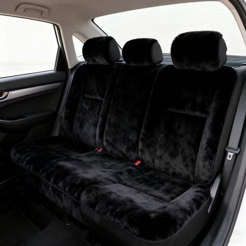 Solid‑color Plush Car Seat Cushion Warm Car Seat Pad Fits Sedans, SUVs, MPV 5-seater Vehicles
