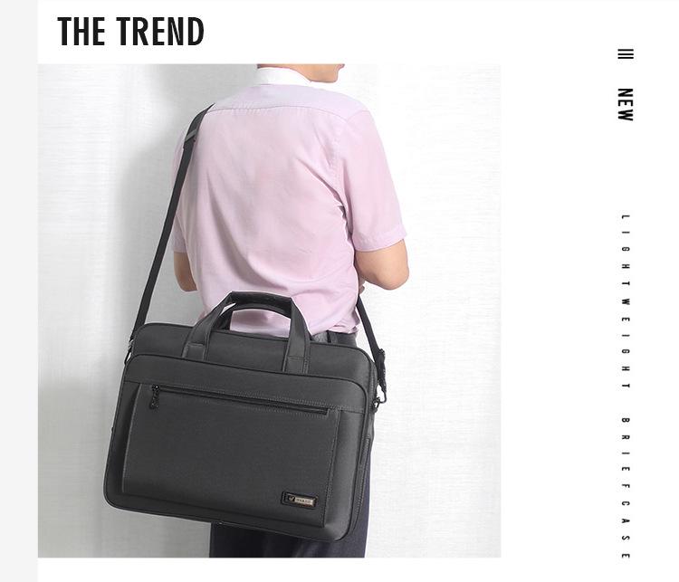 Мужской деловой портфель большой вместимости: Износостойкая компьютерная сумка через плечо из ткани Оксфорд