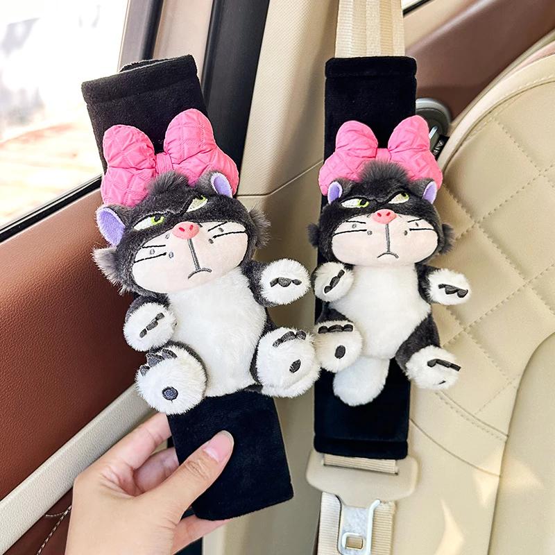 New Cat Car Seat Belt Shoulder Cover Cute Universal Car Cartoon Kitten Car Interior Decoration Safety Belt Car Accessories Woman