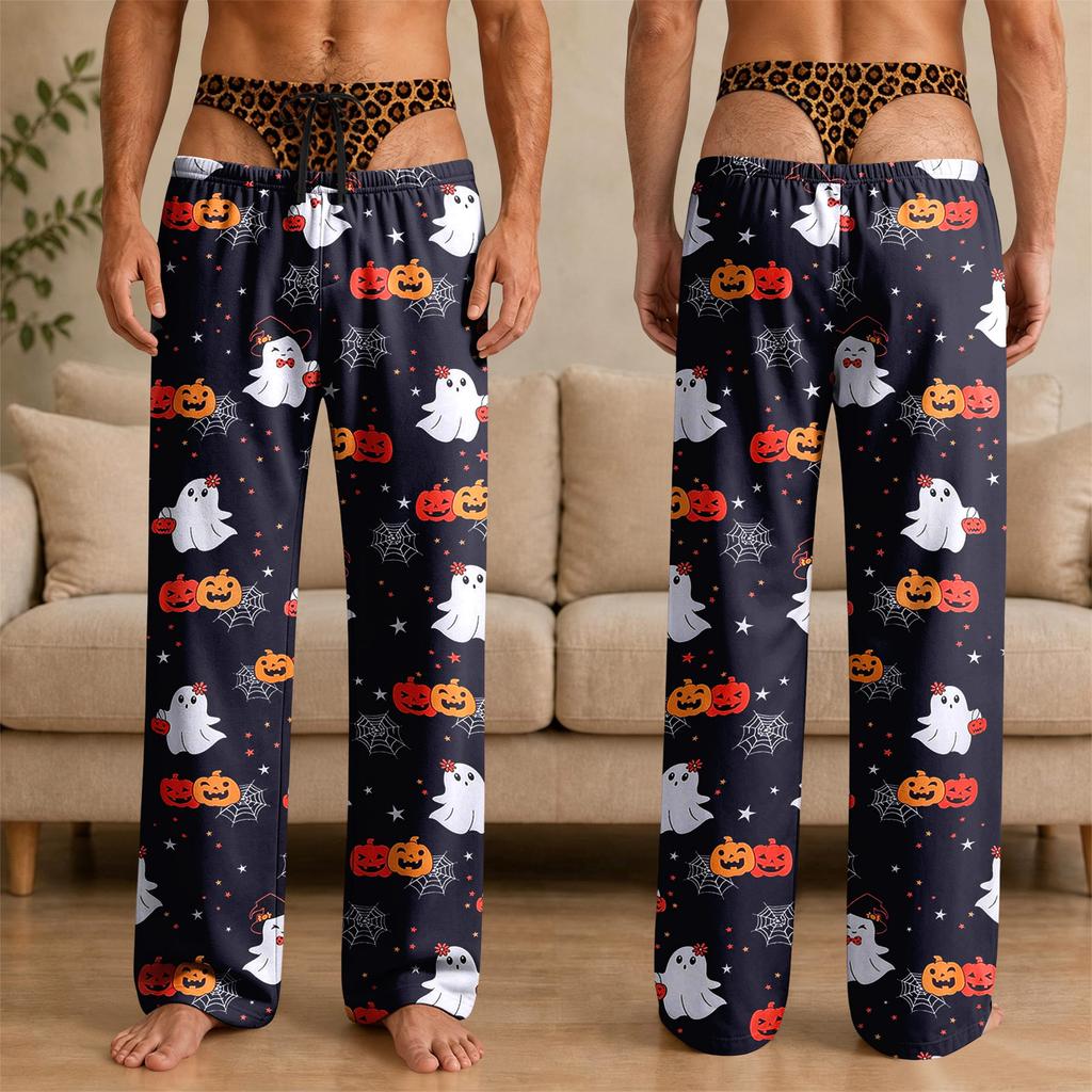 Мужские смешные novelty Хэллоуинские пижамные штаны с принтом нижнего белья для сна
