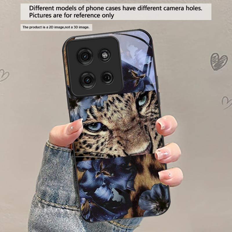 Цветочный Леопардовый Тень Для Motorola Moto Edge 20 Lite 30 Pro 40 Neo 50 Ultra G45 G54 G55 G75 G84 G85 GPlay 23 Стеклянный Чехол для Телефона