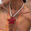 Boho Colorful Metal Big Starfish Pendant Necklace Earrings For Women Summer Y2K Jewelry Gift