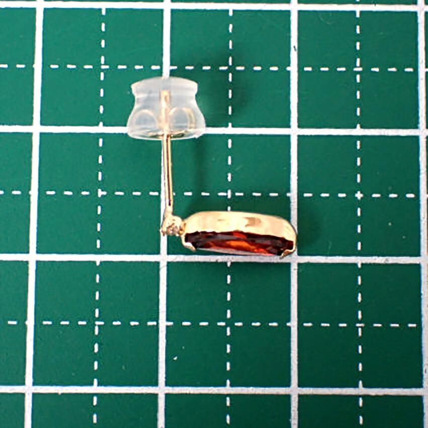 [New] K18 Rhodolite Garnet Diamond Marquise Earrings [i6-4]