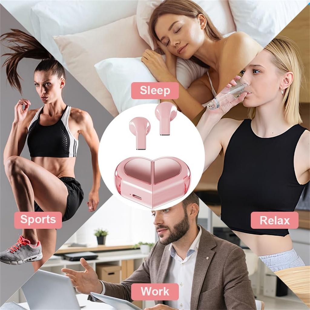 Беспроводные наушники в форме сердца, милые маленькие беспроводные наушники Bluetooth для маленьких ушей Canals Women