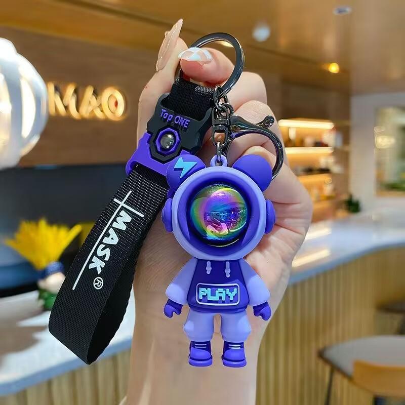 Cartoon Lightning Keychain Cute Astronaut Doll Pendant Couple Car Keyring Bag Keyholder Creative Bag Charm Accessories