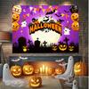 1 pc 2D flat Halloween horror cemetery pumpkin background cloth banner - bat ghost jack-o-lantern, no power required——sjs