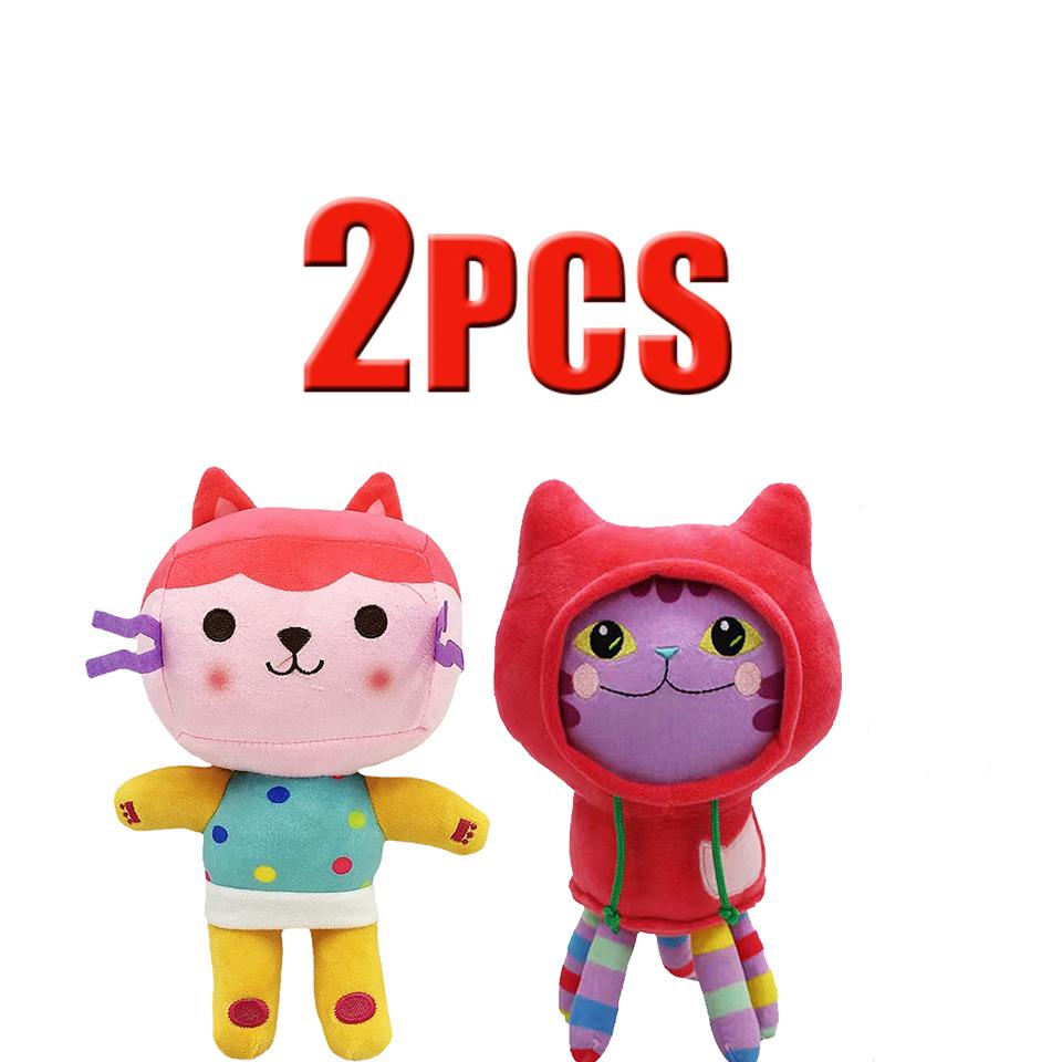 ##8-Piece Gabby Doll House Plush Toy Set 25cm Mermaid Cat Stuffed Animal Cartoon Doll Children's Christmas Gift