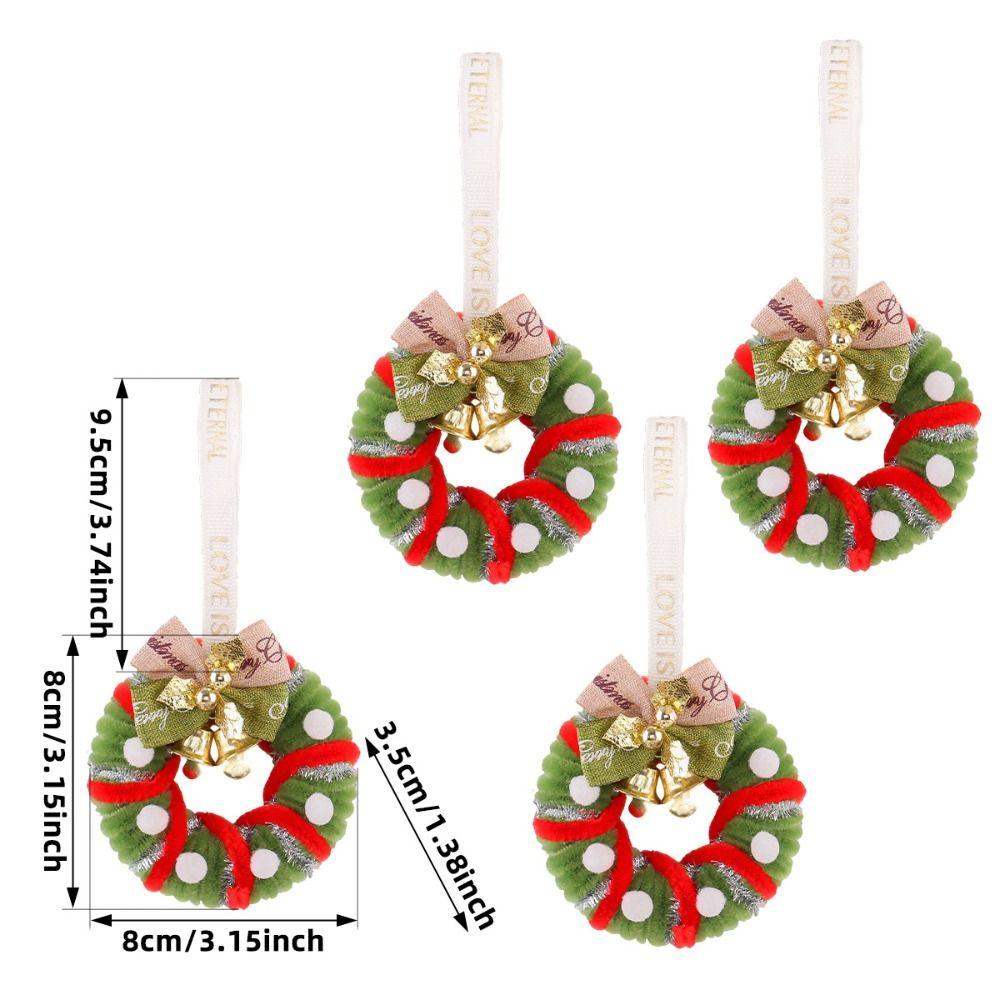 4PCS With Bell Christmas Wreath Pendant Pendant Style Car Hanging Decor Xmas Celebration