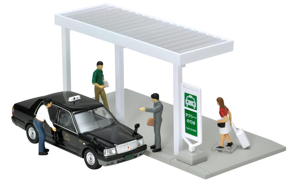 TOMYTEC GeoColle 64 Taxi Stand Crown Comfort Figures Accessories Partially Complete Miniature Car Set 1/64 #CarSnap04b (Toyota included) ABS/PVC &
