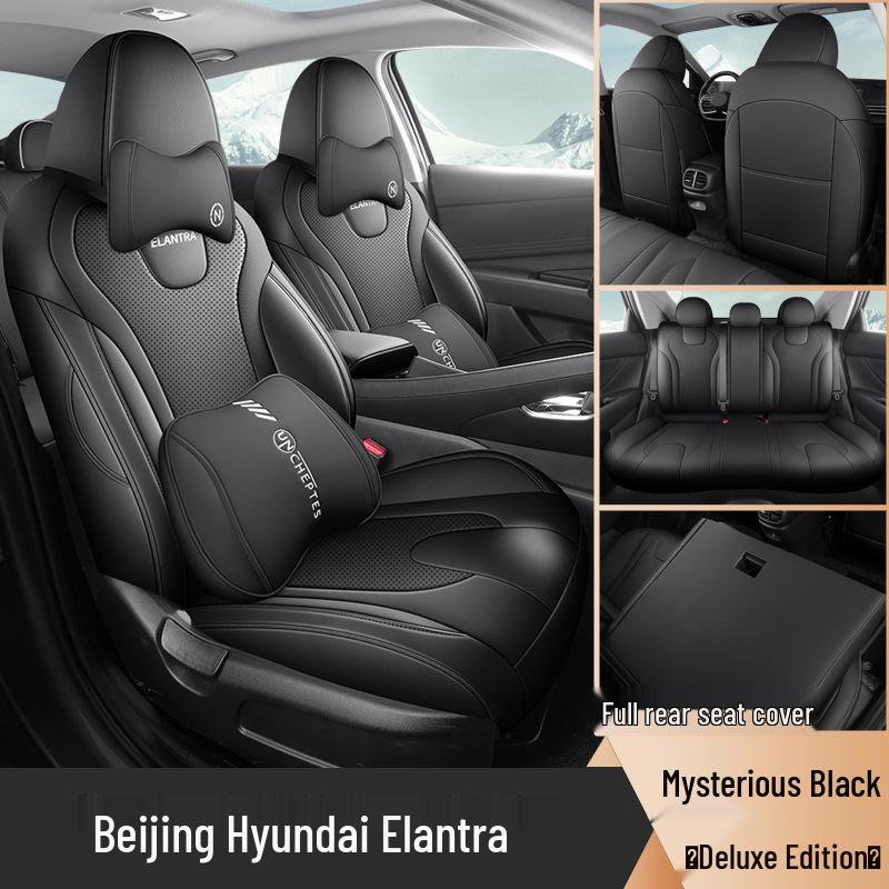 Универсальная кожаная подушка на сиденье автомобиля для Beijing Elantra - Подходит для пятиместного автомобиля, всесезонное использование
