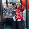 Рождественские пуловеры женские красные шикарные свободные милые уютные зимние милые вязаные свитера девичьи молодежные свитера для отдыха пары