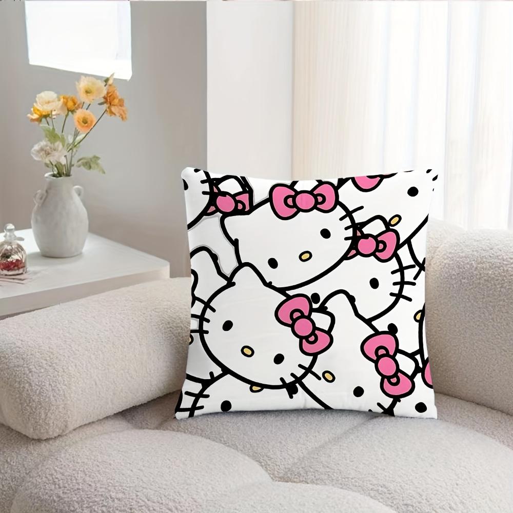 Jit Hello Kitty All-Over Double-Sided Pillow Cover 2D Print Cute Home Decor Sofa Pillowcase Functional Cartoon-Themed Attractive