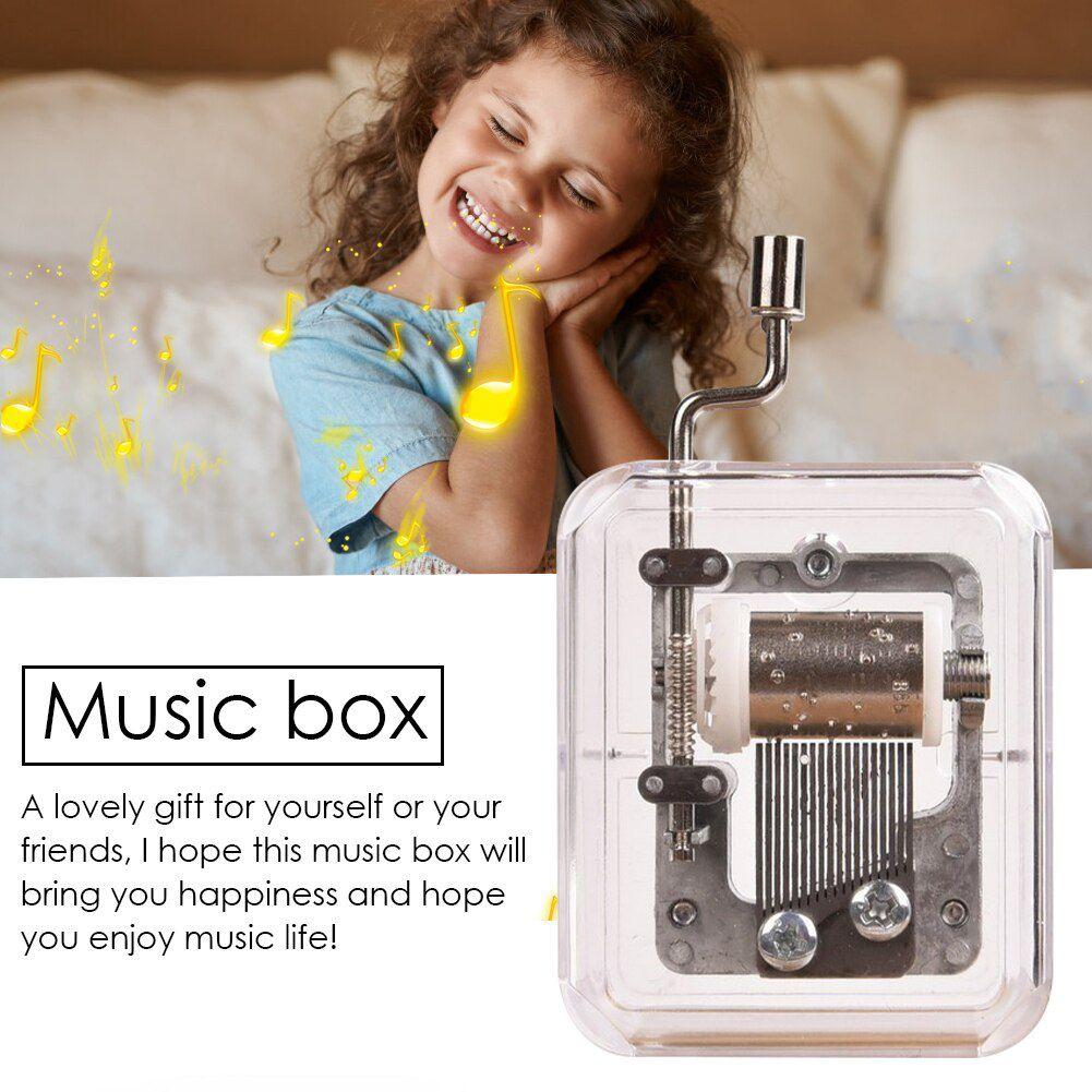 Box Mini Music Hand Cranking Music Movement Transparent Diy Music Box Christmas