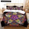 Bohemian Lotus King Queen Duvet Cover Boho Mandala Bedding Set for Kids Teens Adults Exotic Flowers 2/3pcs Polyester Quilt Cover