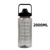 2L Portable Water Bottle Large Capacity Plastic Straw Water Cup Drink Bottle with Time Marker for Outdoor Sports Fitness Summer