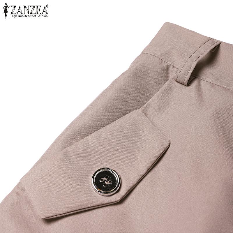 ZANZEA Женские однотонные свободные повседневные юбки на пуговицах