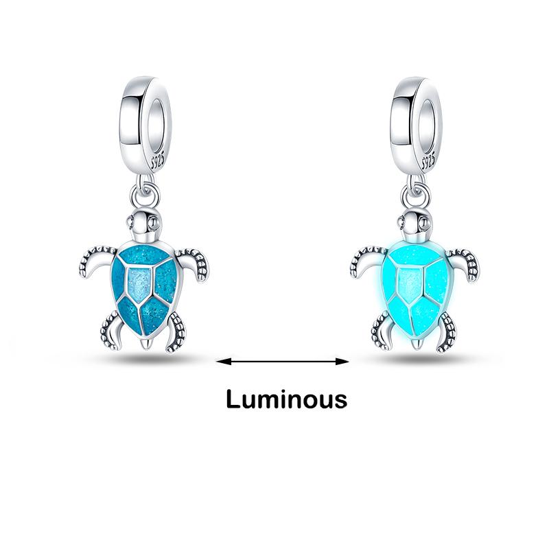 100% 925 Sterling Silver Firefly Star Bling Bling Blue Luminous Charms Beads Fit 925 Original Bracelets DIY Fine Jewelry